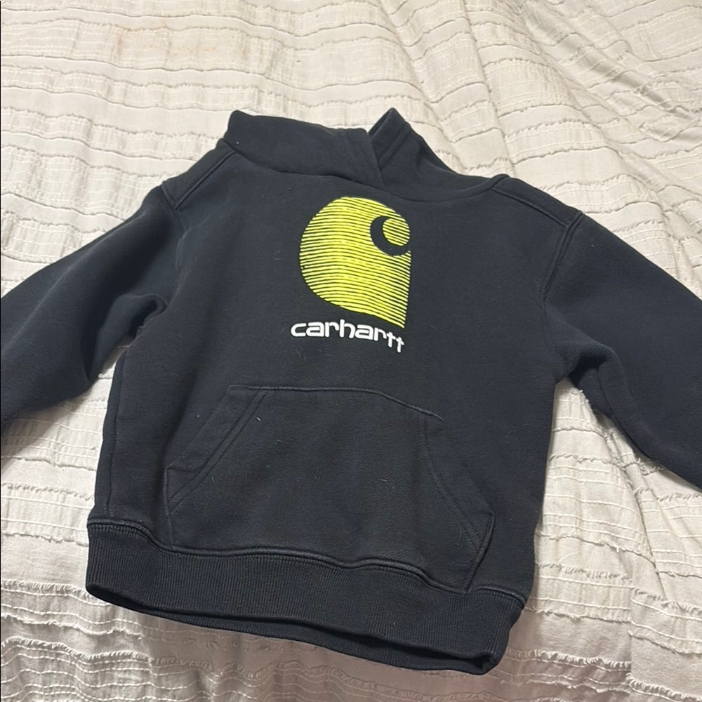 Carhartt Black Sweatshirt with Neon Yellow Emblem